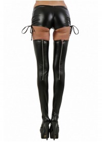 Bas sexy pour femme en wetlook noir porte-jarretelles Sophie Libertine