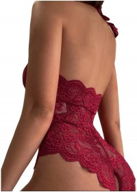 Lingerie coquine pour femme en dentelle rouge bordeaux Sophie Libertine