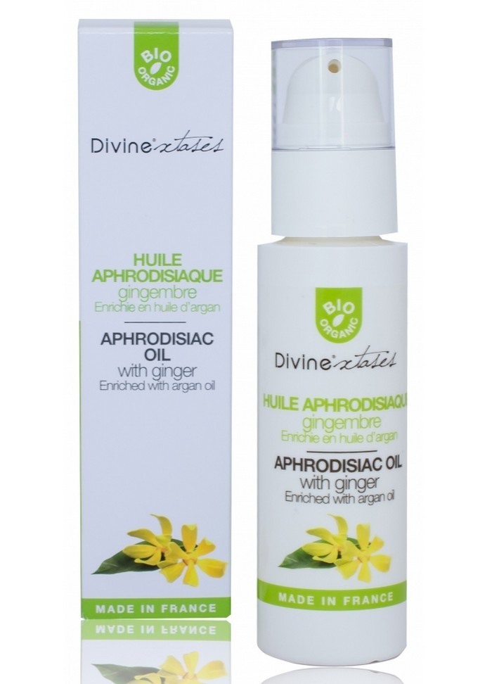 Huile de massage aphrodisiaque gingembre enrichie à l'huile d'argan bio