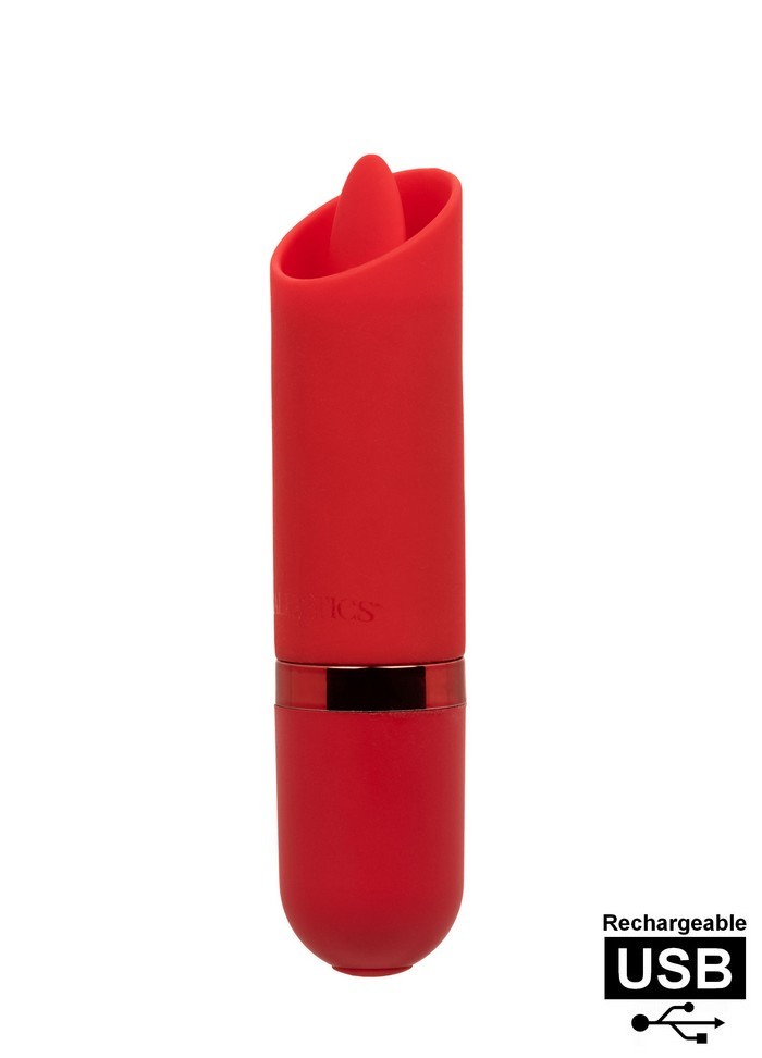 Stimulateur Rechargeable vibrant avec une langue Kyst Flicker rouge