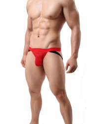 JockStrap alterné rayures transparentes rouge