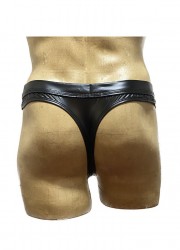 String homme Aspect cuir noir avec pression dos