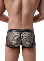 Lingerie gay sexy pour homme boxer en résille noire avec poche amovible