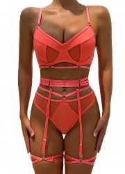 Lingerie coquine pas cher en tulle transparent et maille opaque neon orange