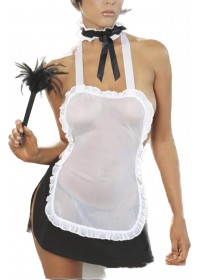 déguisement de soubrette française noir et blanche transparente