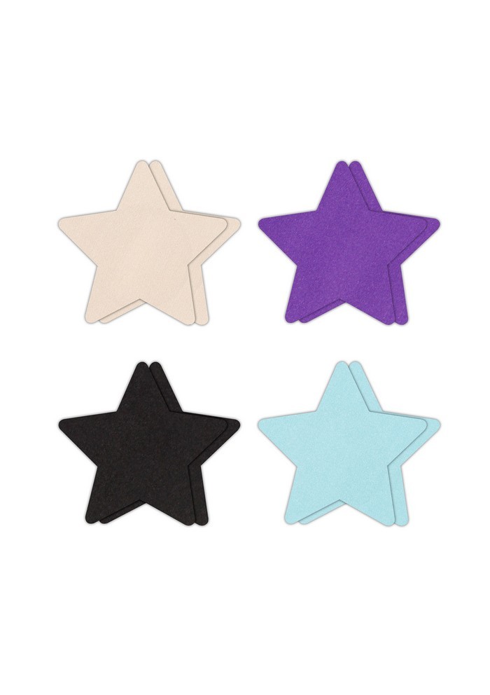 Nippies caches tétons Etoiles Pasties Star Assortiment 4 Paires violet-noir-vert-beige