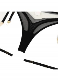 String sexy en tulle noir et transparent lingerie coquine à petit budget ensemble 5 pièces
