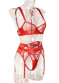 Sous-vêtement chic et coquin pour femme lingerie en tulle transparent rouge en vente chez Sophie Libertine Vannes
