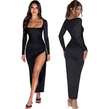 Robe longue avec manches, une robe noire pour vos soirée de réveillon libertin