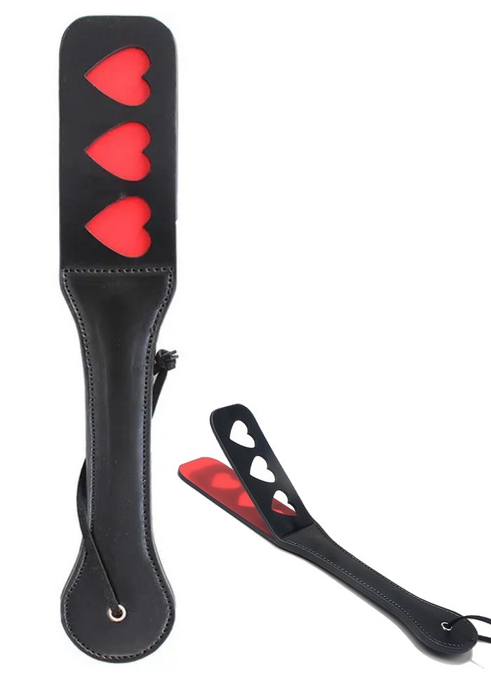 Paddle en double avec tapette aspet cuir noir et rouge sophie libertine