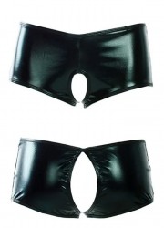 Shorty femme ouvert en vinile wetlook noir noir-sophielibertine