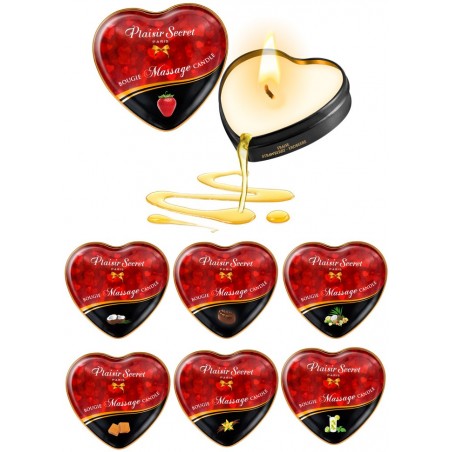 Bougie de massage cœur Plaisirs secrets 35ml - 7 parfums