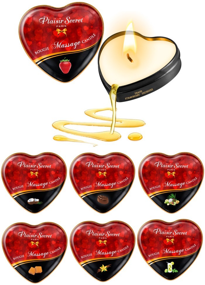 Bougie de massage coeur Plaisirs secrets caramel