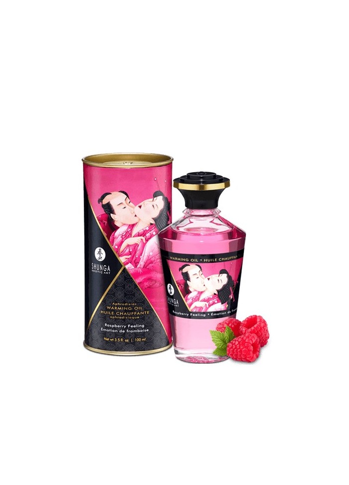 Huile de massage comestible Shunga arôme framboise en vente à Vannes dans votre boutique érotique