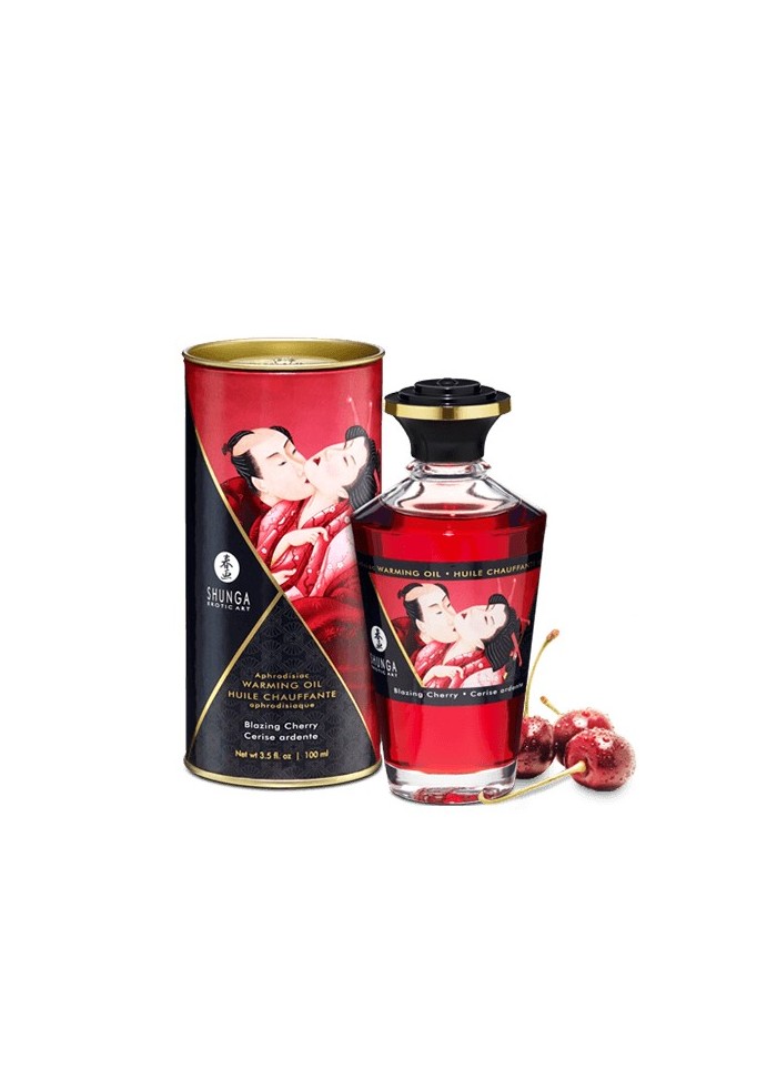 Huile gourmande cerise comestible et chauffante en vente à Vannes Sophie Libertine