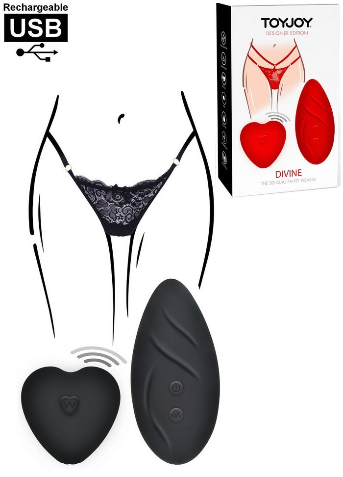 String Vibrant Rechargeable avec Télécommande Divine rouge& Angel noir Panty Vibe