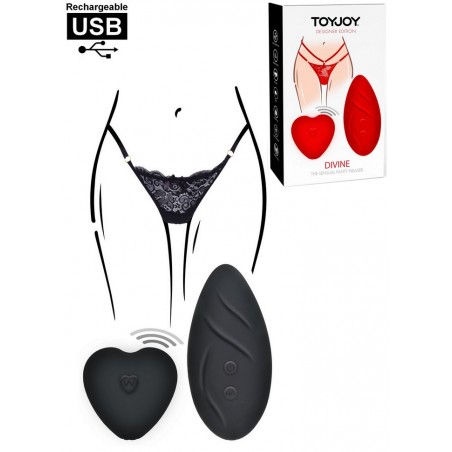 String Vibrant Rechargeable avec Télécommande Divine rouge& Angel noir Panty Vibe