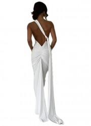 belle robe longue Ania Dos nu anneau blanche dos