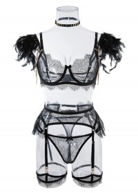 Tenue sexy pour femme lingerie transparente en dentelle noire