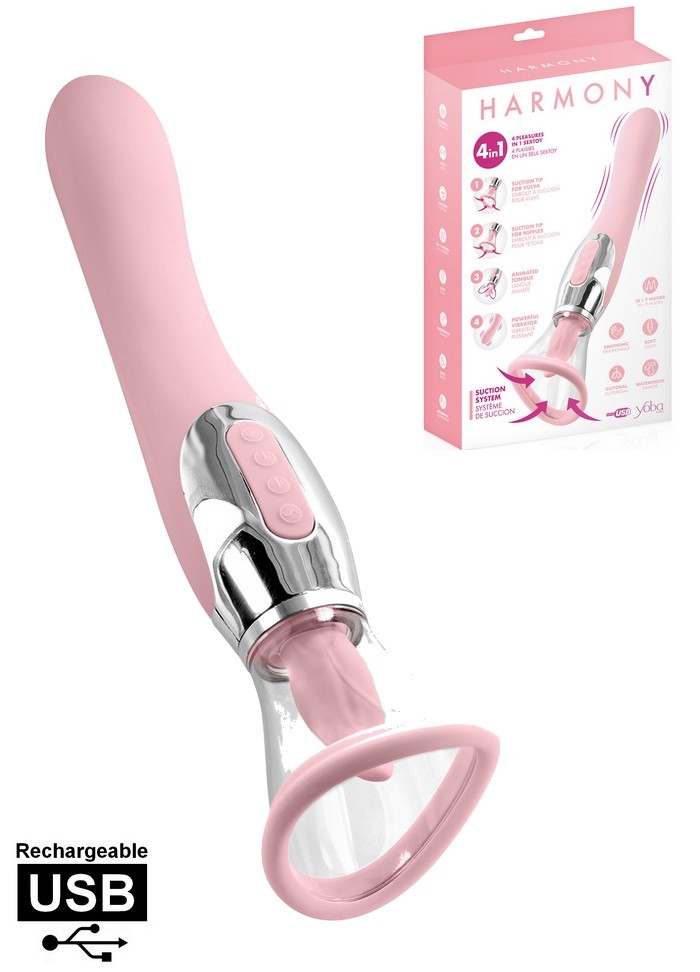 Vibromasseur Langue sexe oral rechargeable-Aspire-Vibre-Lèche 4 en 1 Harmony