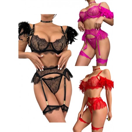 ensemble de lingerie sexy en dentelle transparente Sophie Libertine Vannes