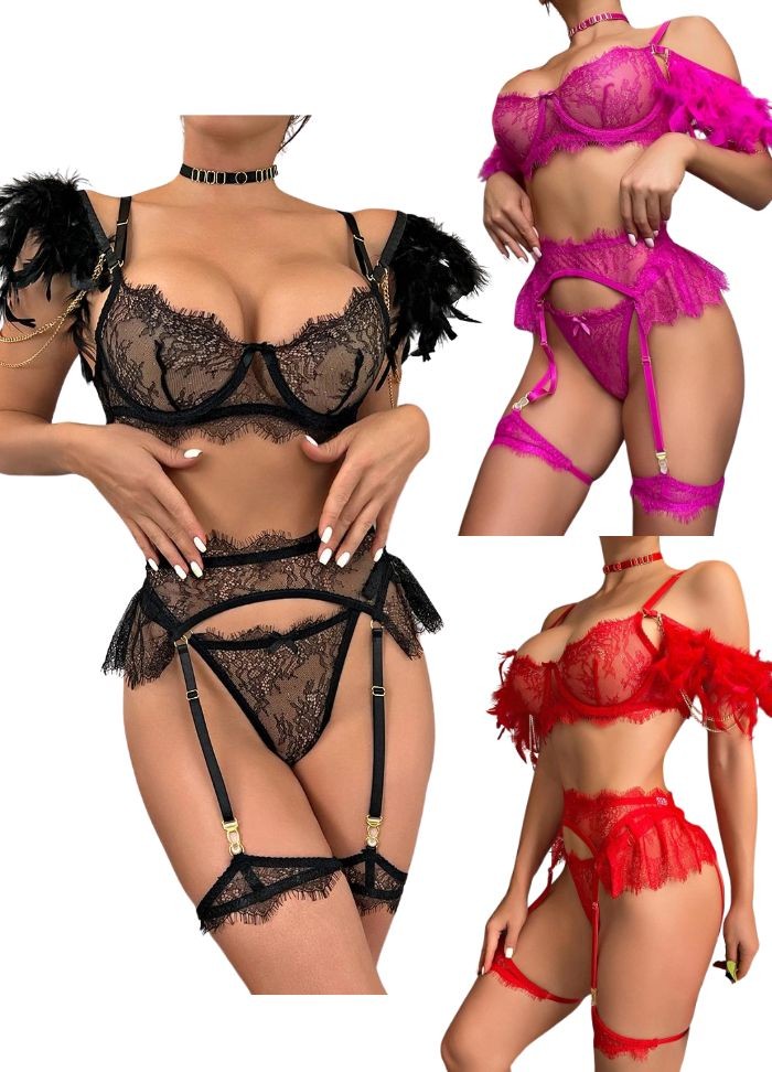 ensemble de lingerie sexy en dentelle transparente Sophie Libertine Vannes