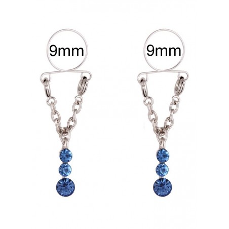 Bijoux de téton Breloque strass Bleu sophie libertine