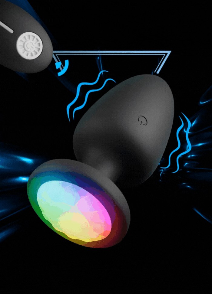 Plug anal vibrant Rechargeable clignotant Lumineux Télécommandé noir