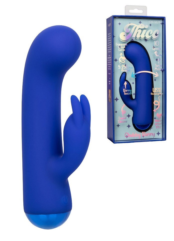 Vibromasseur double pour femme The Thicc Xhubby Bunny bleu