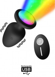 Plug anal vibrant Rechargeable Lumineux Télécommandé 10 vitesses-noir-sophie-libertine