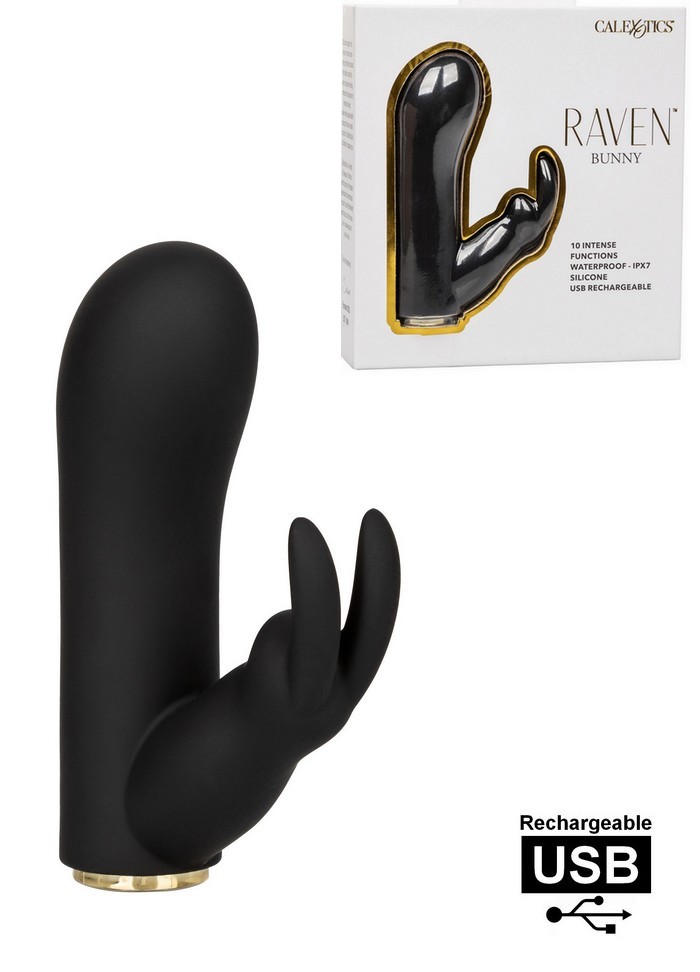 Stimulateur Clitoris Rabbit Rechargeable Raven Bunny silicone noir-sophie-libertine