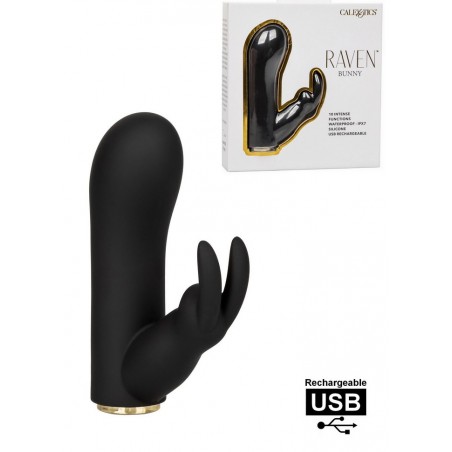 Stimulateur Clitoris Rabbit Rechargeable Raven Bunny silicone noir-sophie-libertine