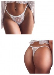 String sexy en dentelle blanche pour femme avec bustier en ensemble en vente chez Sophie Libertine Vannes