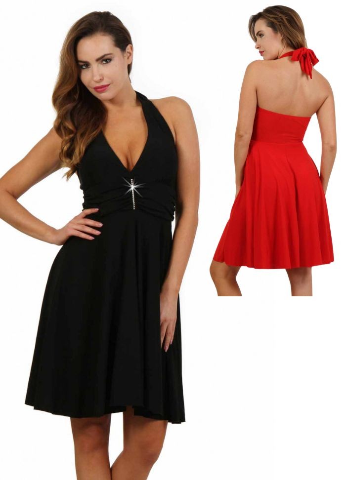 Robe chic et sexy noir avec dos nu, tenue de soirée pas cher pour femme