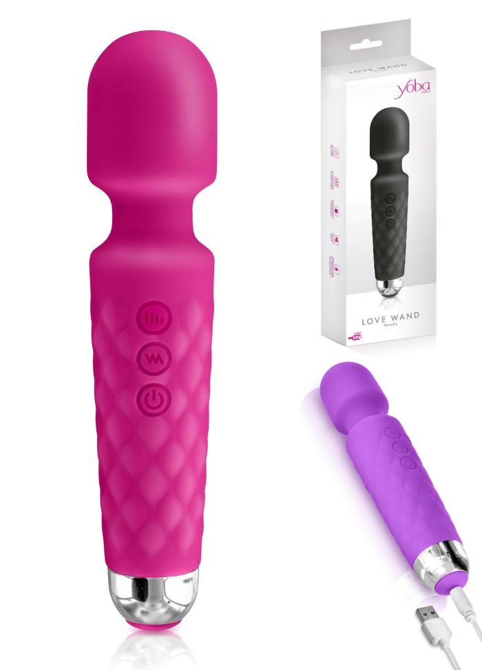 Baguette de massage vibrante rechargeable rose fuchsia de la marque Yoba en vente chez Sophie Libertine Vannes