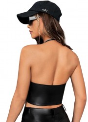 Crop top sexy en wetlook noir avec grand dos nu en vente chez Sophie Libertine Vannes