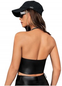 Crop top sexy en wetlook noir avec grand dos nu en vente chez Sophie Libertine Vannes