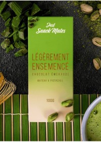Chocolat aphrodisiaque vert au thé matcha et pistache en vente chez Sophie Libertine Vannes en stock et dispo de suite