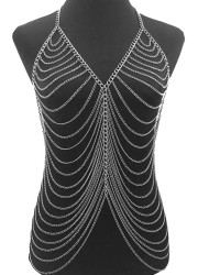 Robe courte et sexy faite entièrement de chaine metal argentée en vente chez Sophie Libertine Vannes