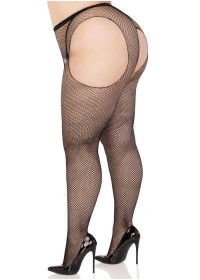 Collant sexy pour femme en résille noire en grande taille pour femme ronde - en vente chez Sophie Libertine
