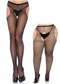 Collant ouvert Resille Plus Size Suspender Pantyhose noir-sophie libertine