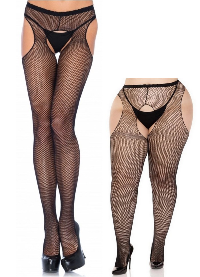 Collant ouvert Resille Plus Size Suspender Pantyhose noir-sophie libertine