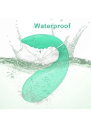 Vibromasseur pour femme en silicone vert menthe waterproof avec stimulation du clitoris Sophie Libertine Vannes