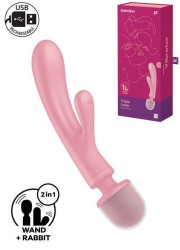 Vibromasseur triple lover baguette de massage sensuel pour femme avec stimulation interne et externe