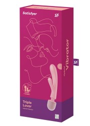boite satisfyer Baguette de massage & vibromasseur Rabbit Triple Lover rose