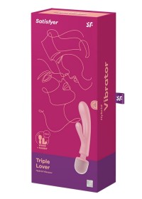 boite satisfyer Baguette de massage & vibromasseur Rabbit Triple Lover rose