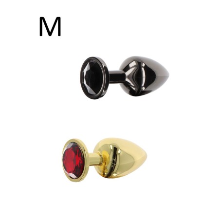 Plug anal a petit prix en metal noir ou doré avec pierre effet bijou - en vente à la boutique Sophie Libertine Vannes