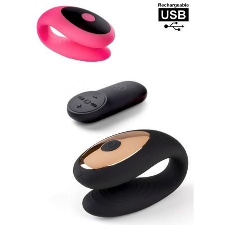 Sextoy couple Rechargeable Stimulateur clitoris & pointG noir-rose
