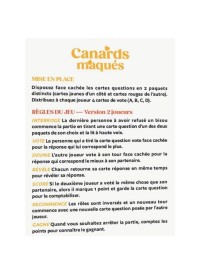 Règles du jeu de cartes érotiques canards maqués pour couple en vente chez Sophie Libertine Vannes