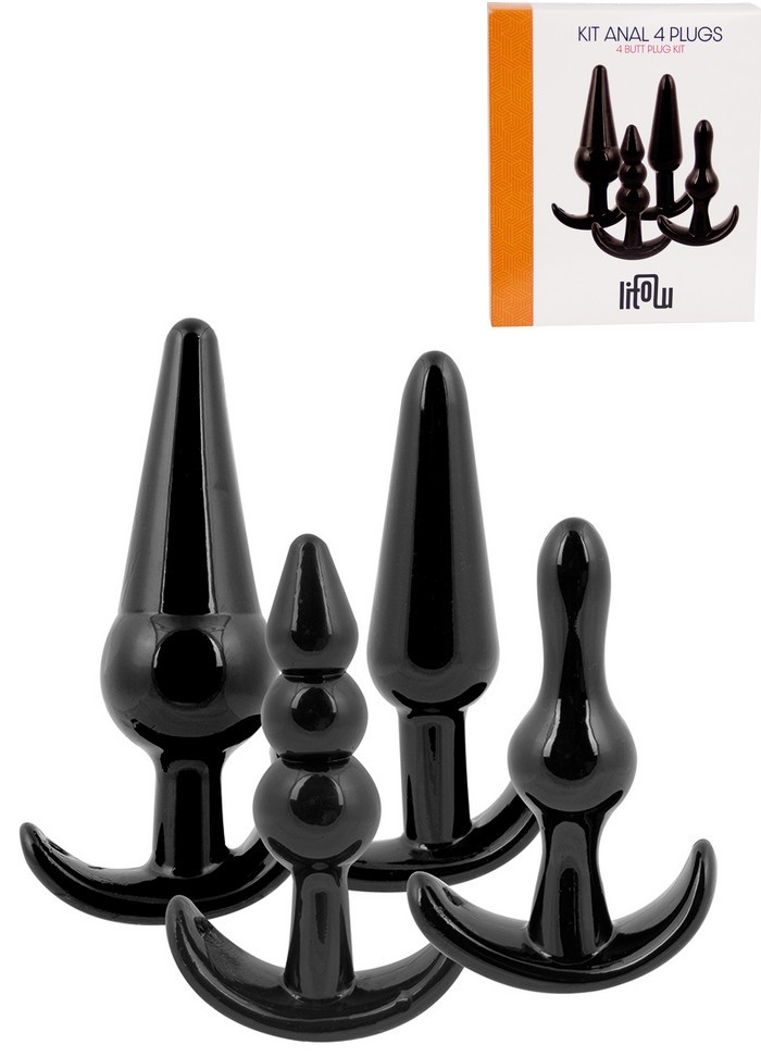 Plug anal kit 4 plugs d'entrainement Litolu PVC noir-sophie-libertine